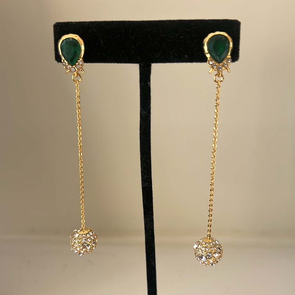Alexis Bittar Gold and Green Drop Earrings